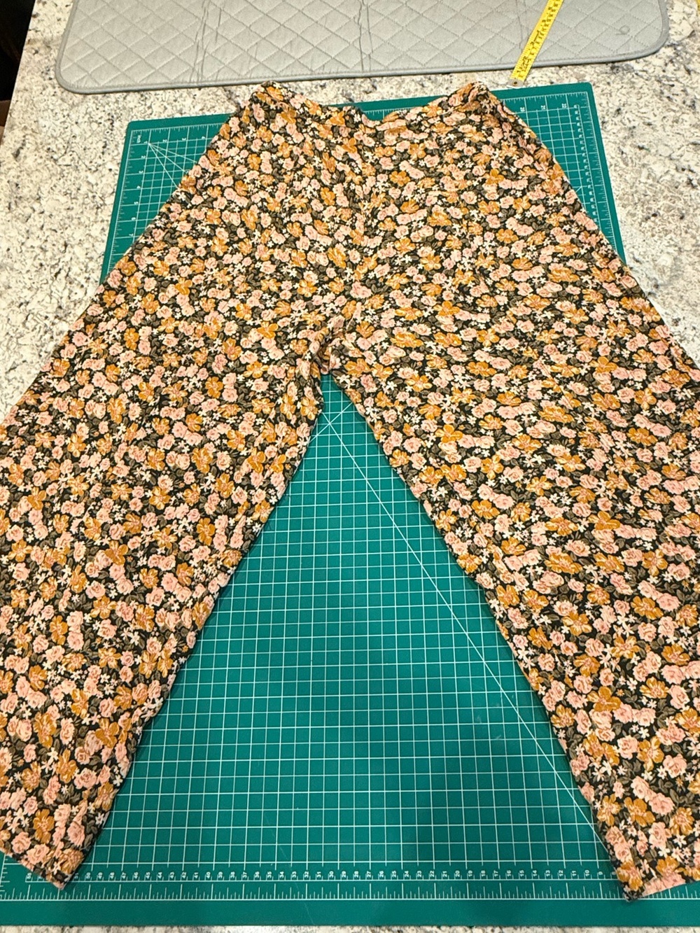 American Eagle Floral Wide Leg Pants XS High Rise Boho Pull On - Picture 7 of 10